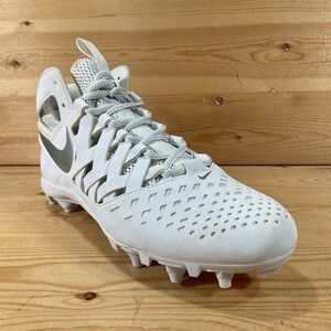 NWOB Nike Huarache V 5 Mid Lacrosse Cleats Men’s 10 White Silver 807142-100